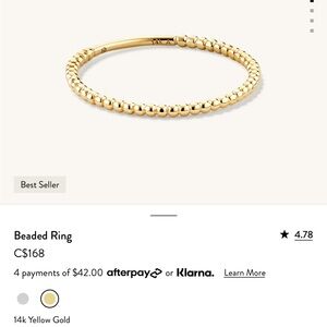 Mejuri Beaded 14k gold stacking ring in size 7